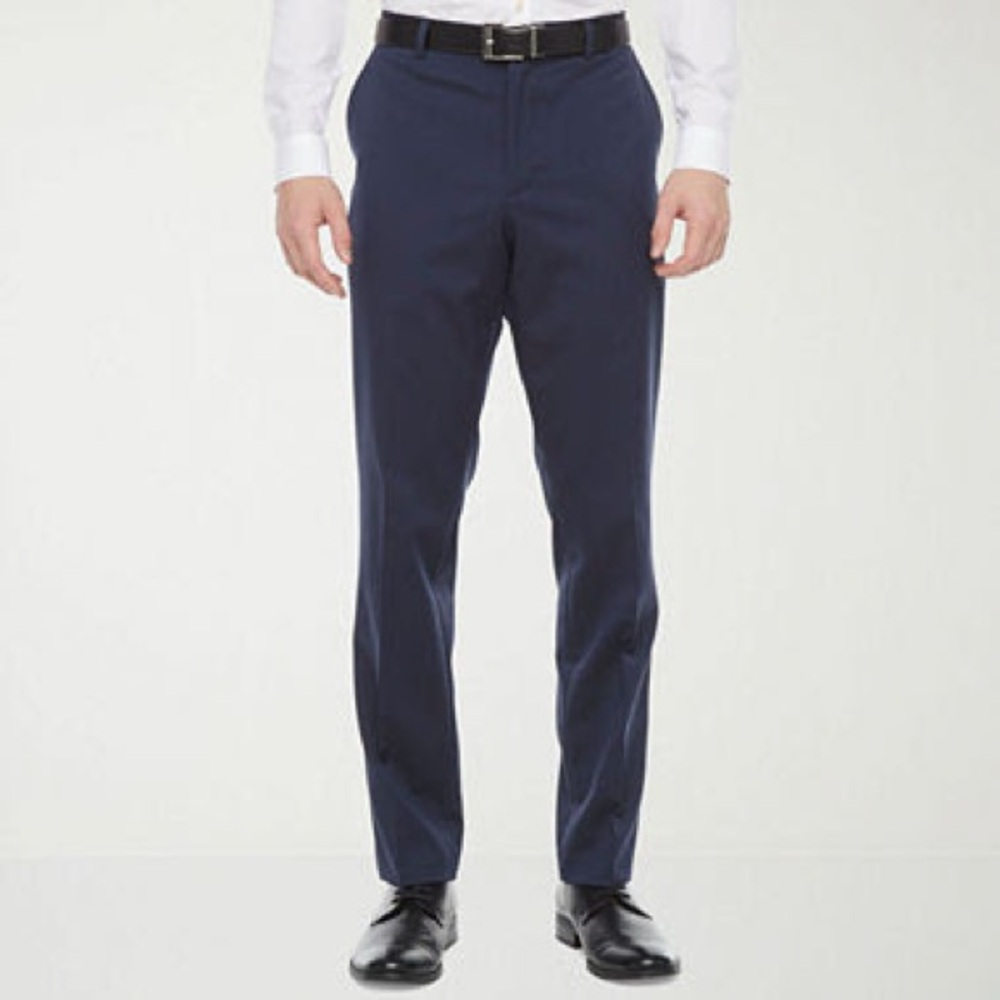 J. Ferrar Navy Slim Fit Dress Pants